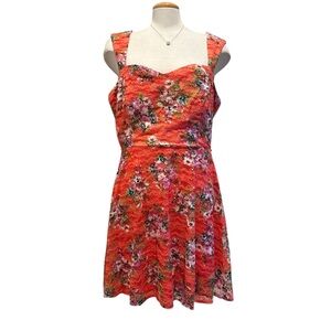 B. Smart Vibrant Floral Lace Overlay  Backless Dress